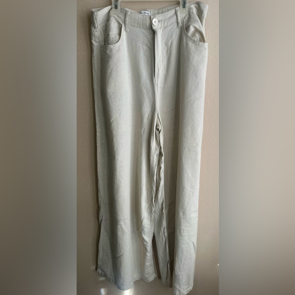 Women's Wide-Leg Light Gray Pants
